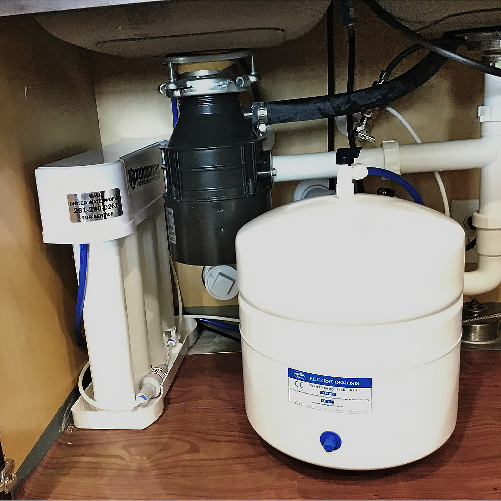 Cypress Texas Whole Home water filtration system. RO under sink