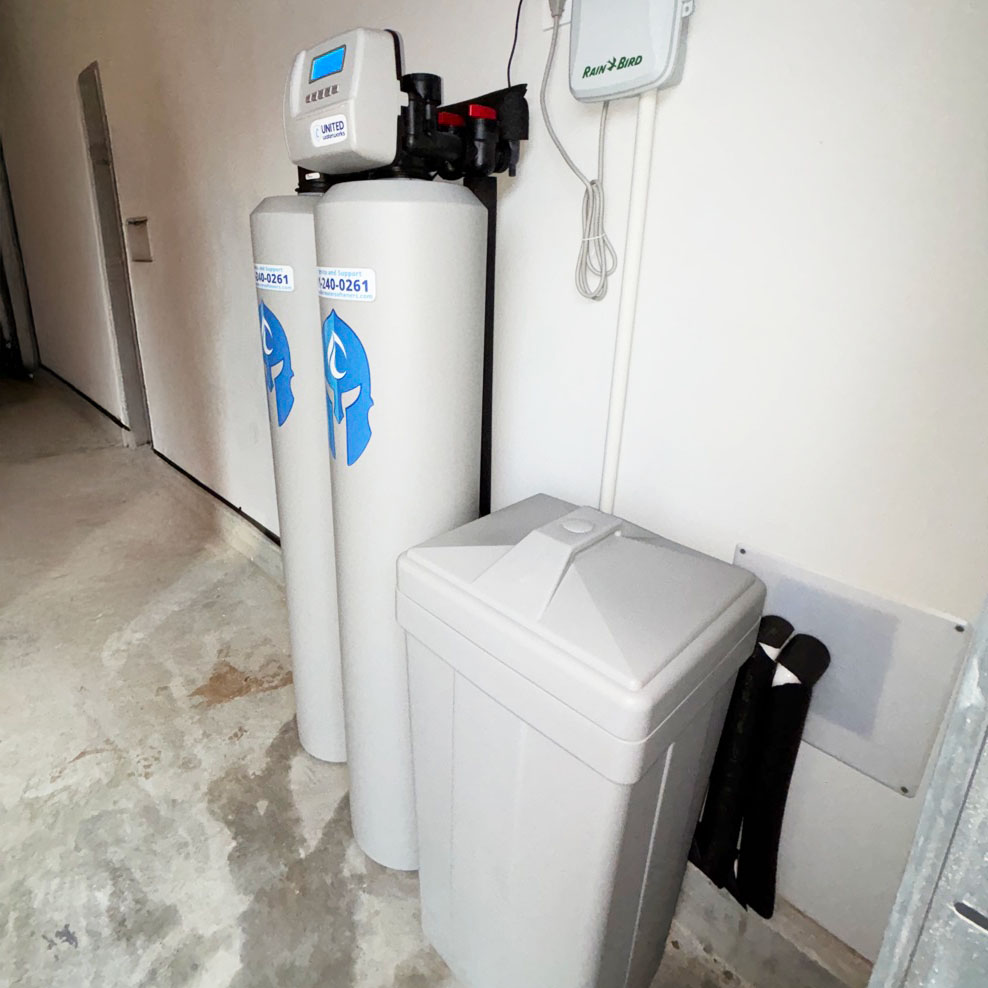 Sentinel Elite premium whole-house water softener system professionally installed in Conroe, Texas by United Water Softeners – the number 1 rated water company.